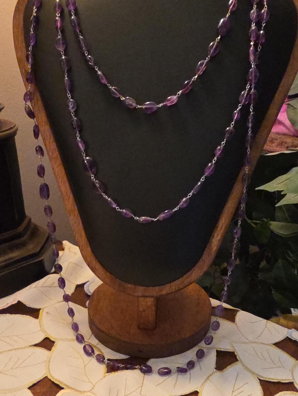Vintage UTC (QVC) Amethyst And Sterling Silver Triple Strand Necklace